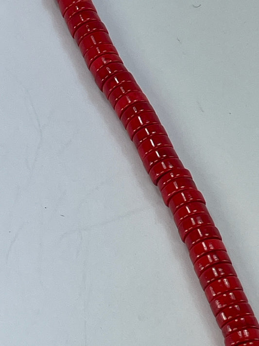 Mashan Jade Heishe - Red, 4x10mm, 16" Strand