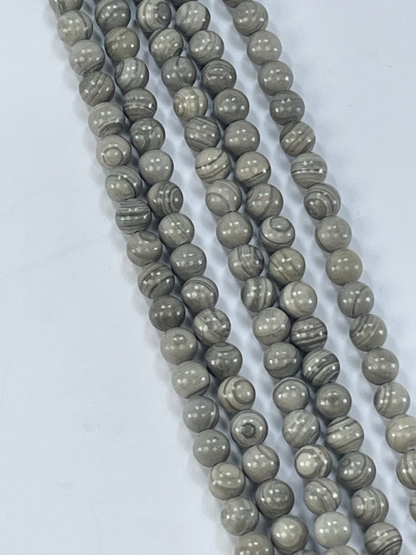 Grey Wood Jasper 6mm, 16" Strand