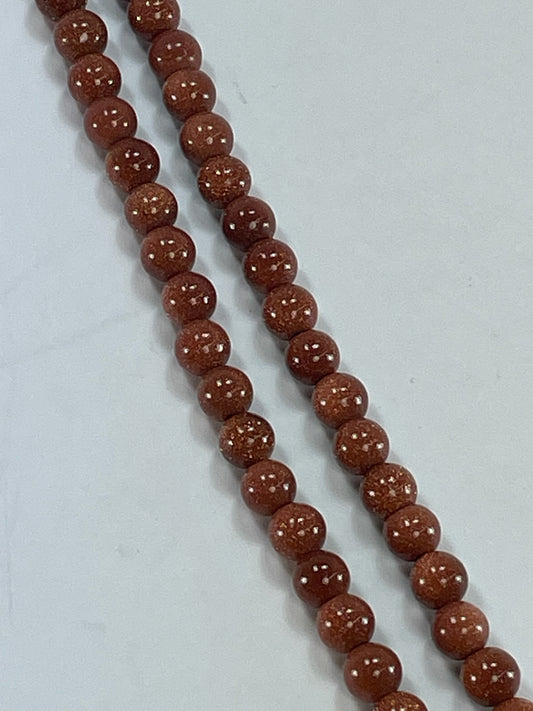 Goldstone Round, 8mm, 16" Strand