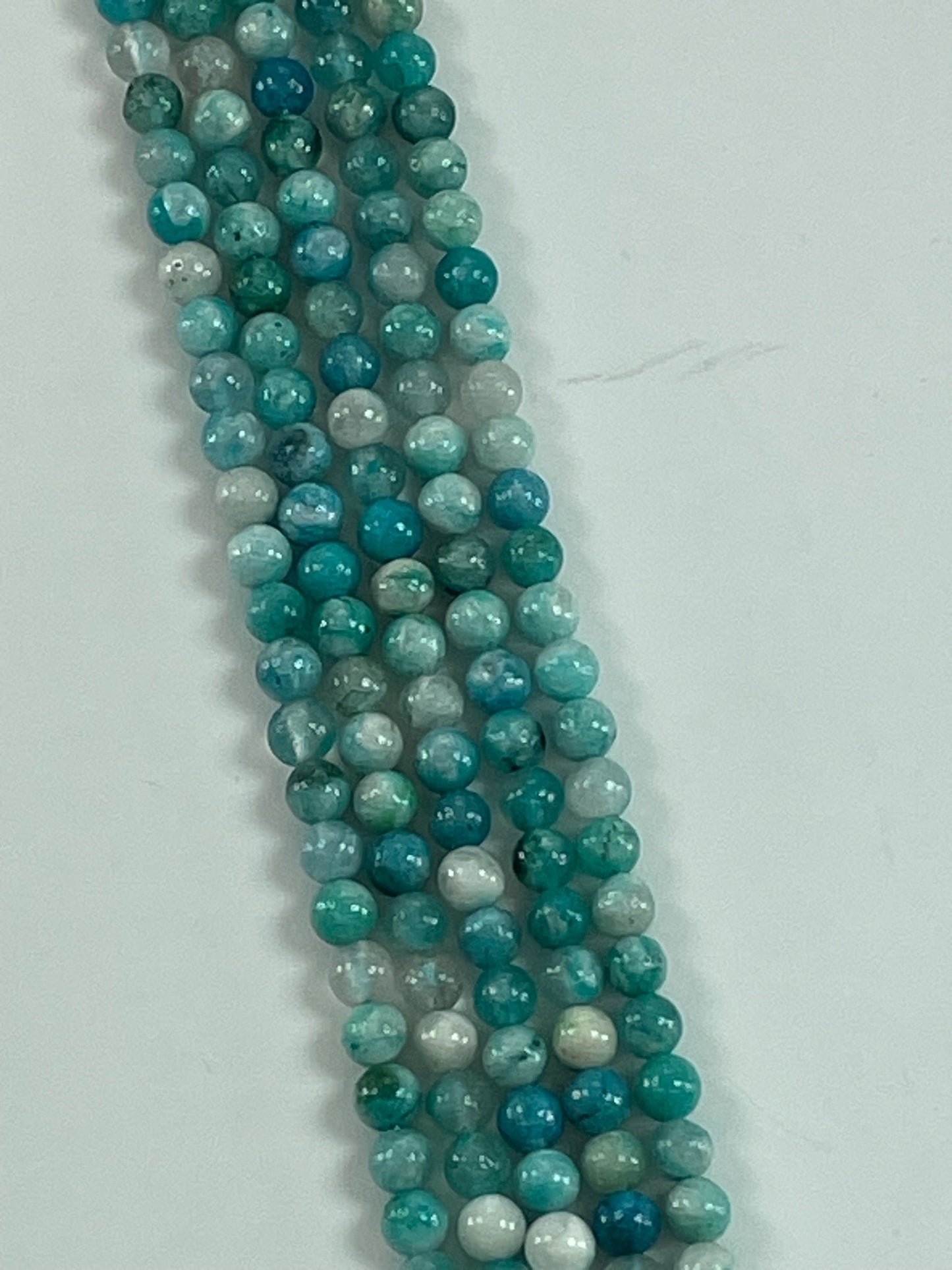 Blue Hemimorphite 4mm, 16" Strand