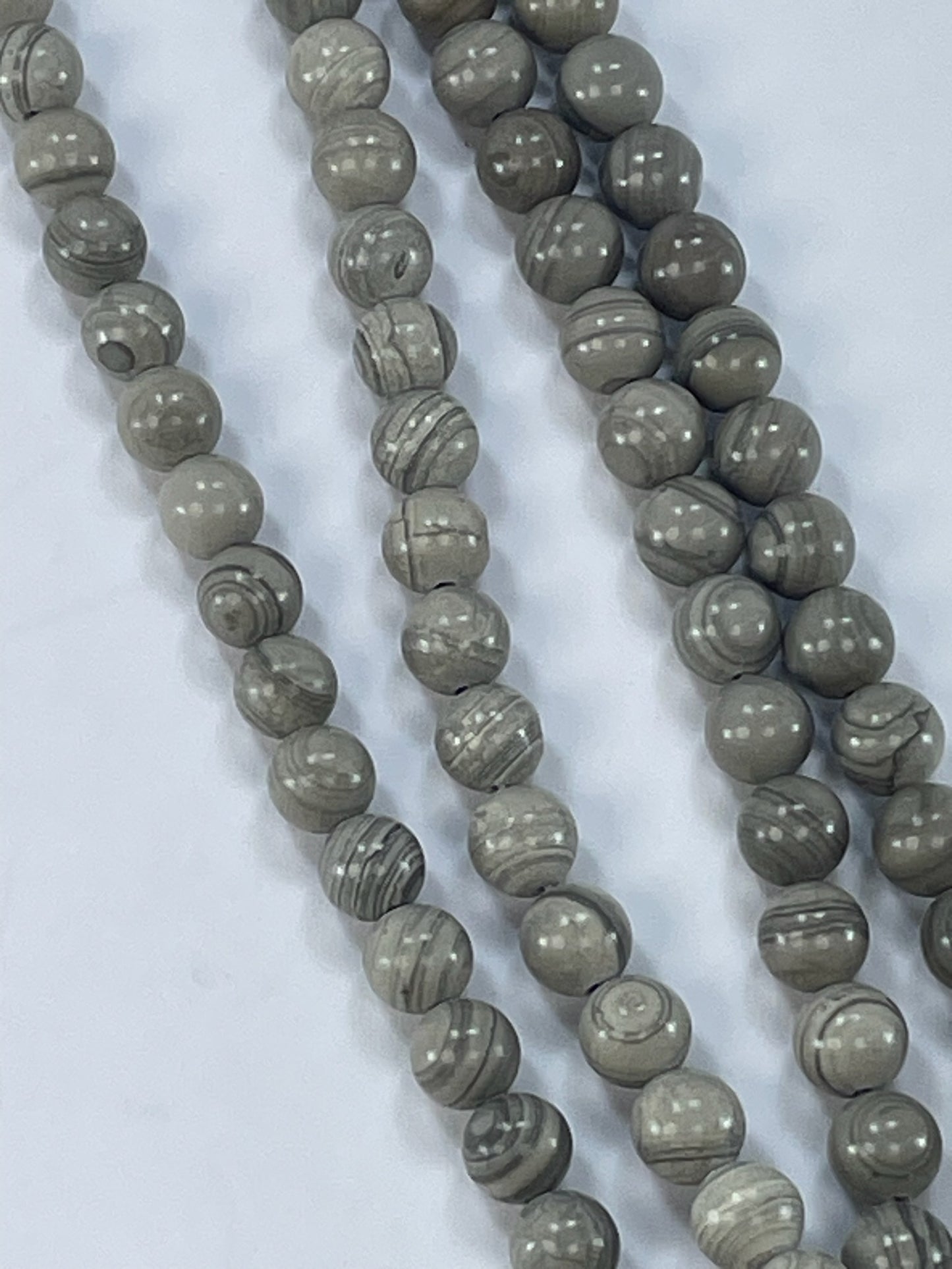 Grey Wood Jasper 8mm, 16" Strand