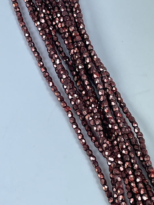 Czech FP Metal Salmon, 3mm, 6" Strand