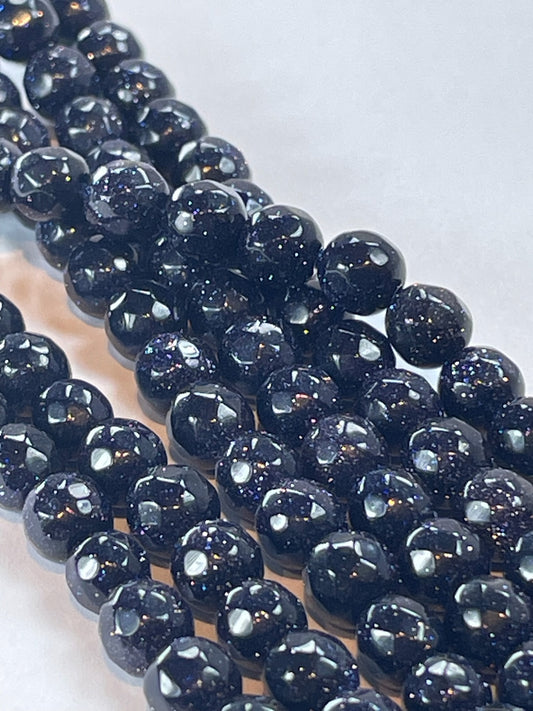 Blue Goldstone Faceted, 6mm, 16" Strand