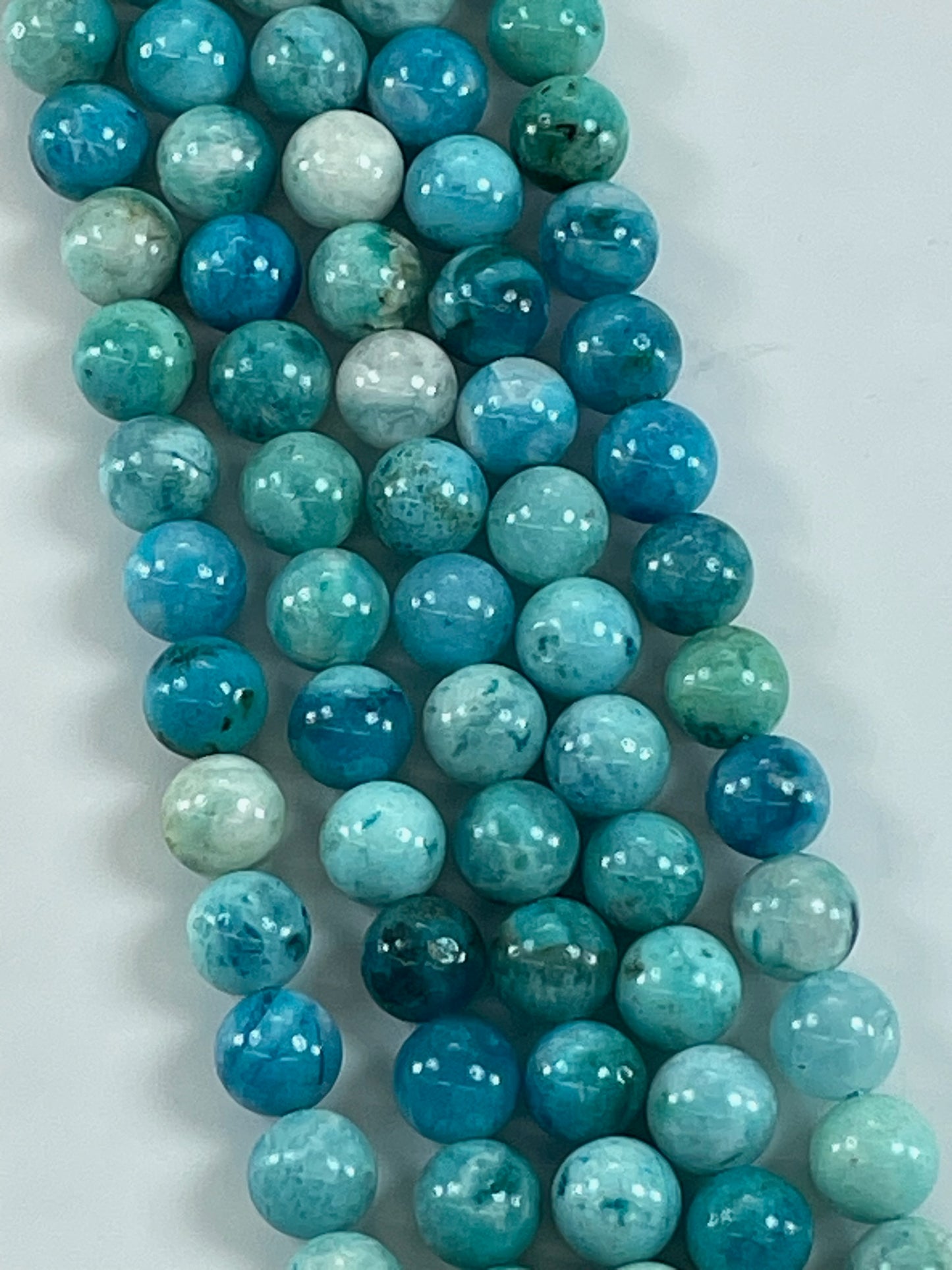 Blue Hemimorphite 8mm, 16" Strand