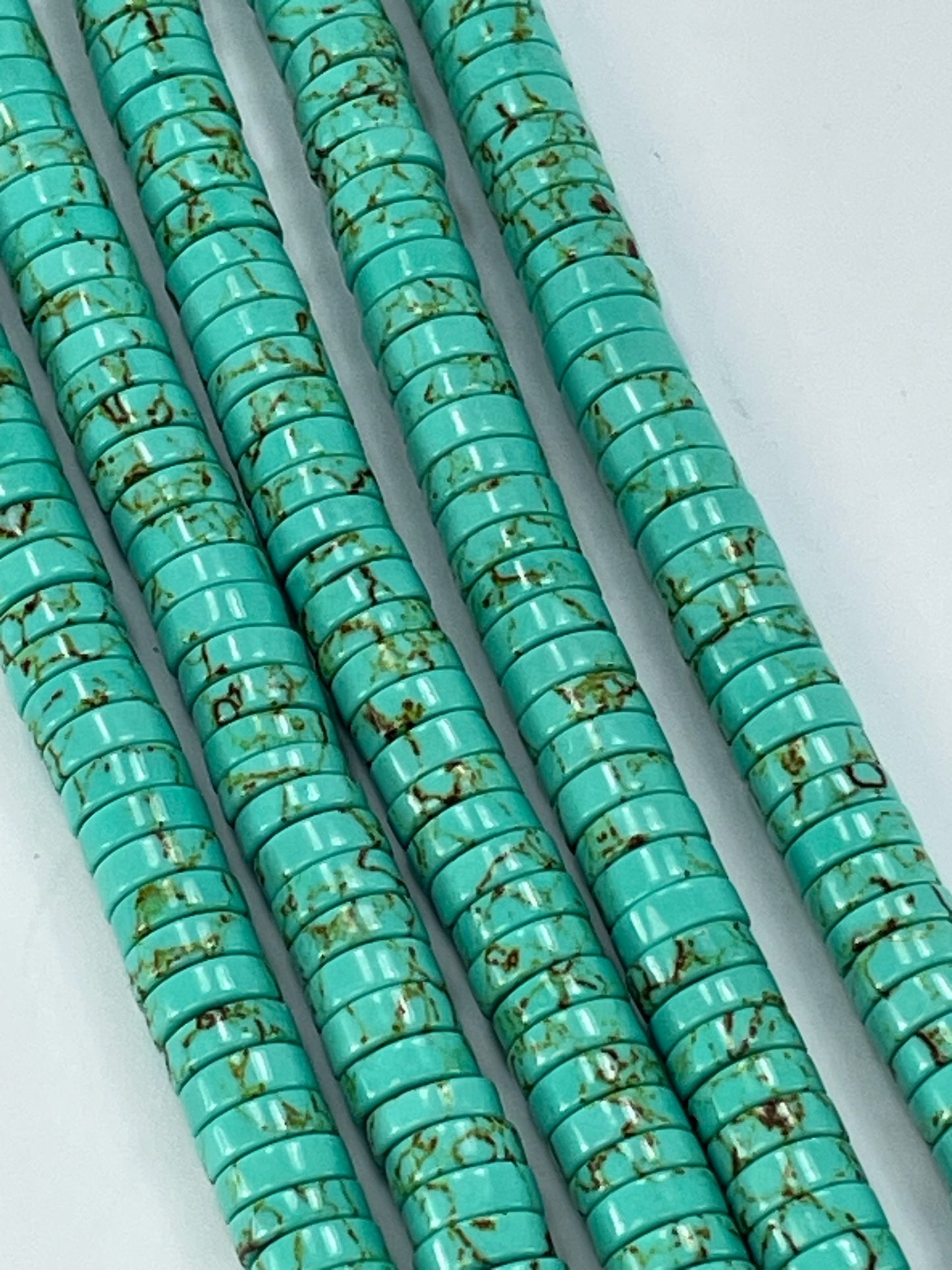 Mashan Jade Heishe - Turquoise, 4x10mm, 16" Strand