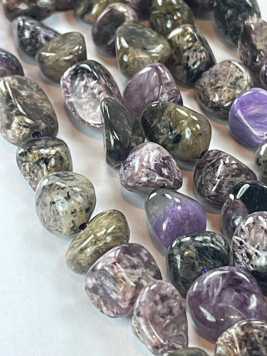 Charoite Pebbles, 8x10mm, 16" Strand