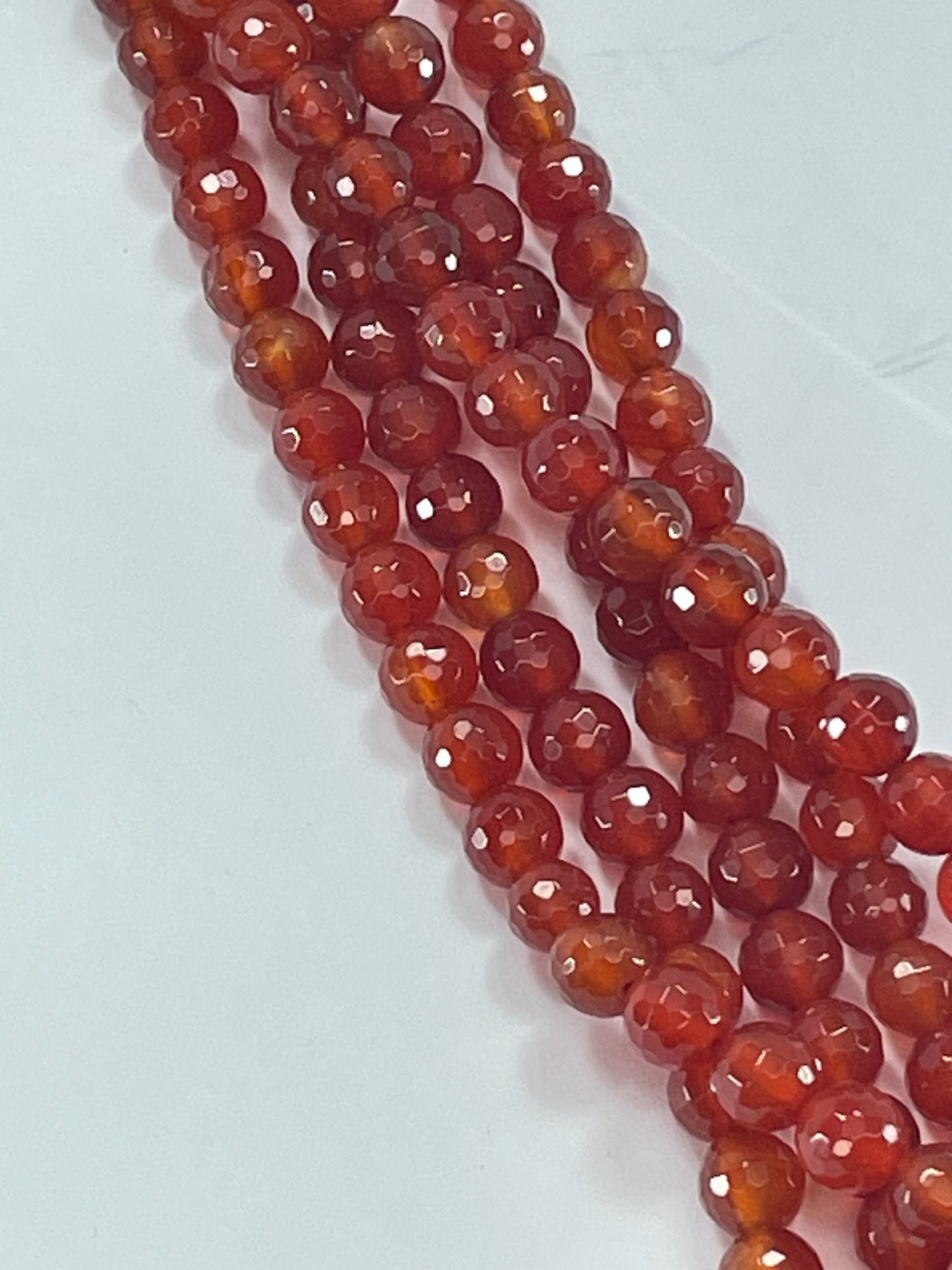 Carnelian Faceted Round, 8mm, 16" Strand