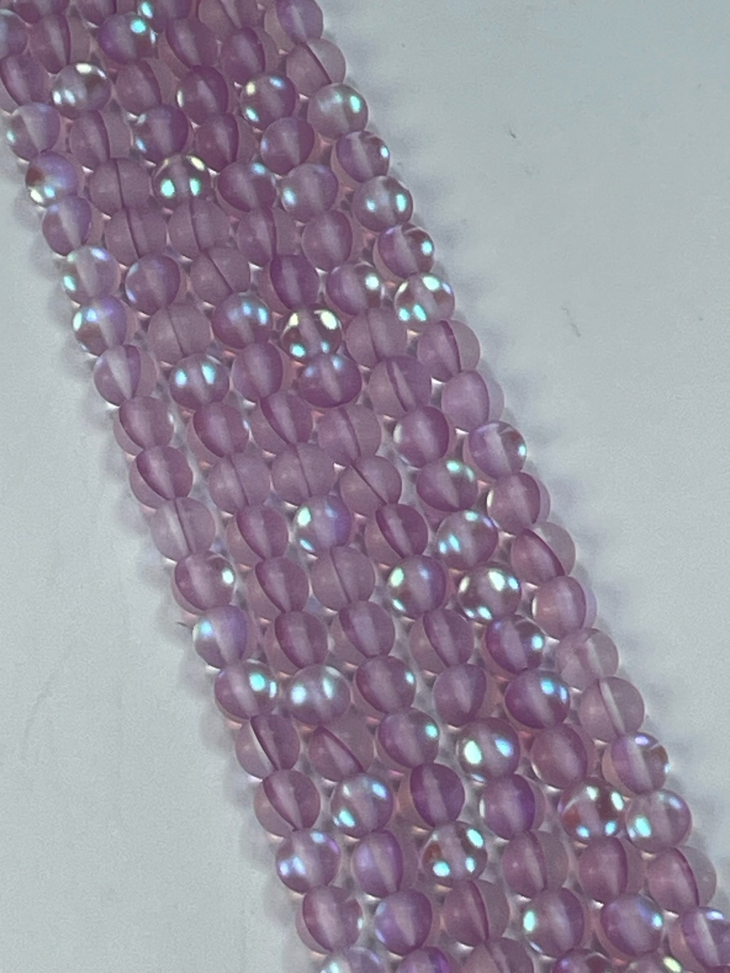 Matte Mermaid Glass Purple 6mm, 16" Strand