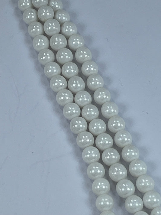 Czech White Shimmer Luster 8mm