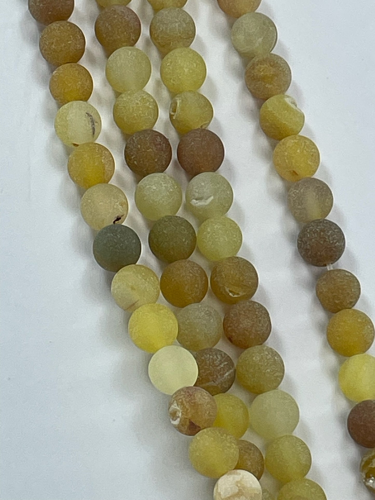 Druzy Agate (Yl/Gr) 8mm, 16" Strand