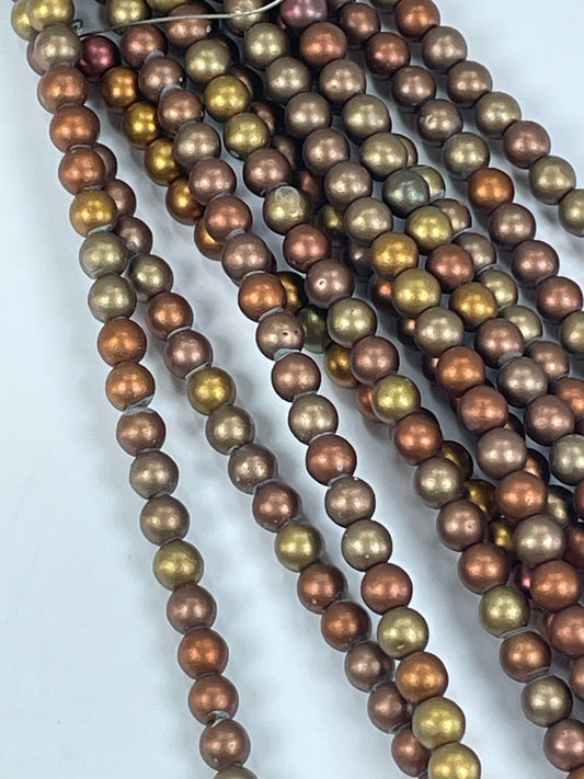 Czech Round - Metallic Mix, 6mm, 6" Strand