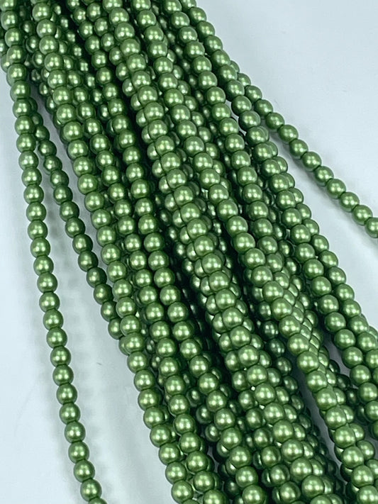 Czech Rnd - Pastel Olivine, 4mm 6" Strand