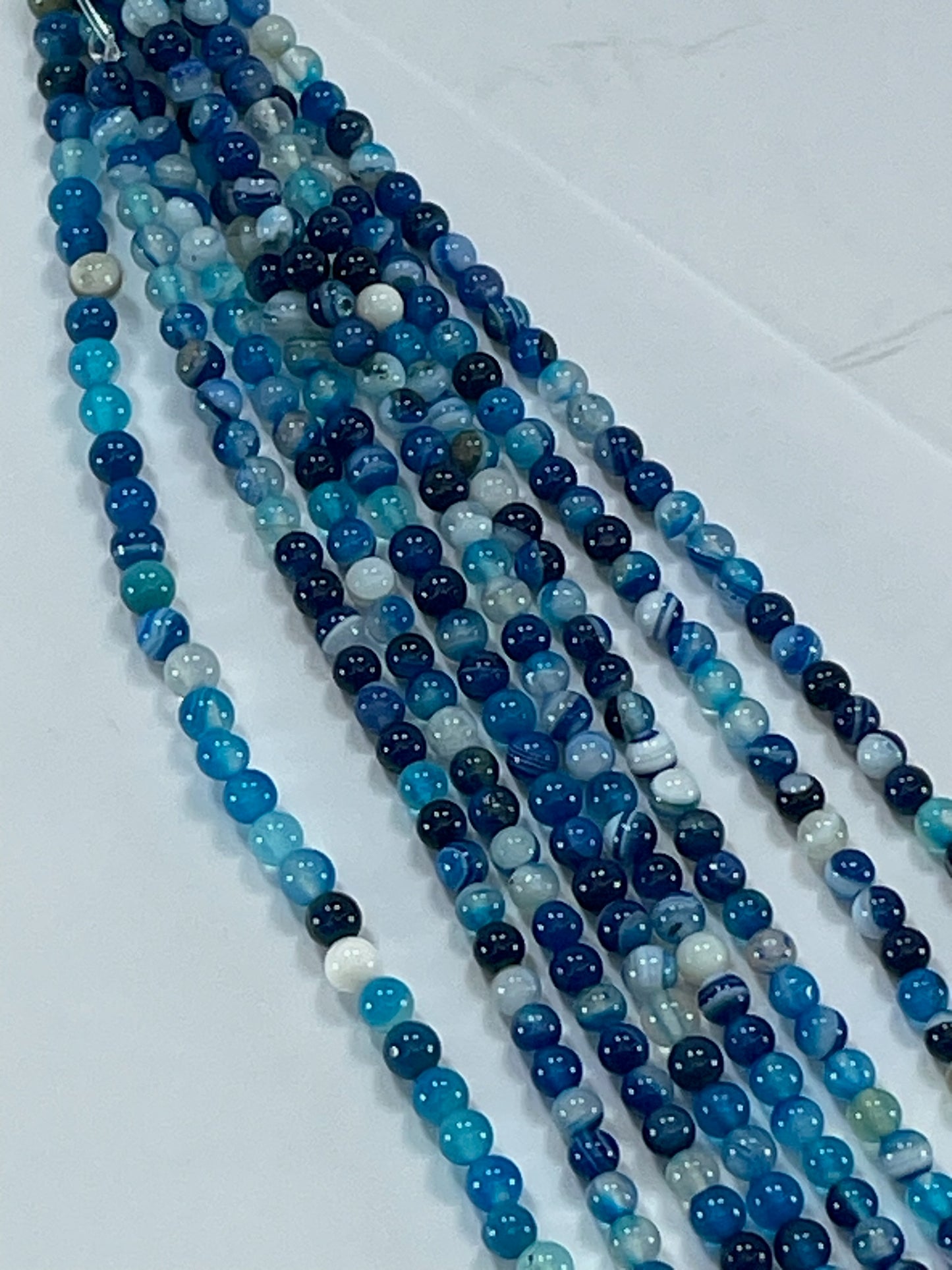 Blue Banded Agate, 4mm, 16" Strand