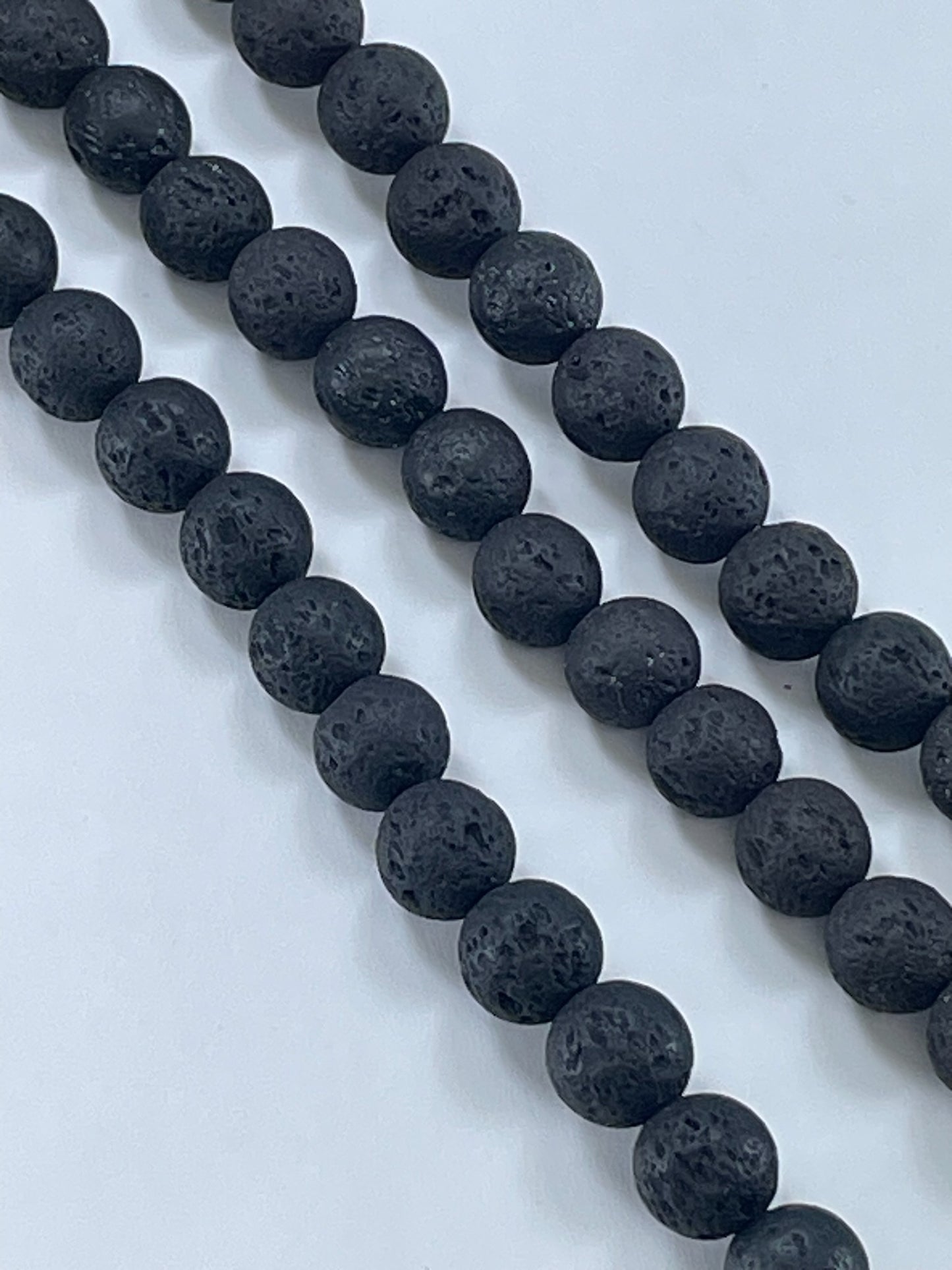 Black Lava Stone Round 10mm, 16" Strand