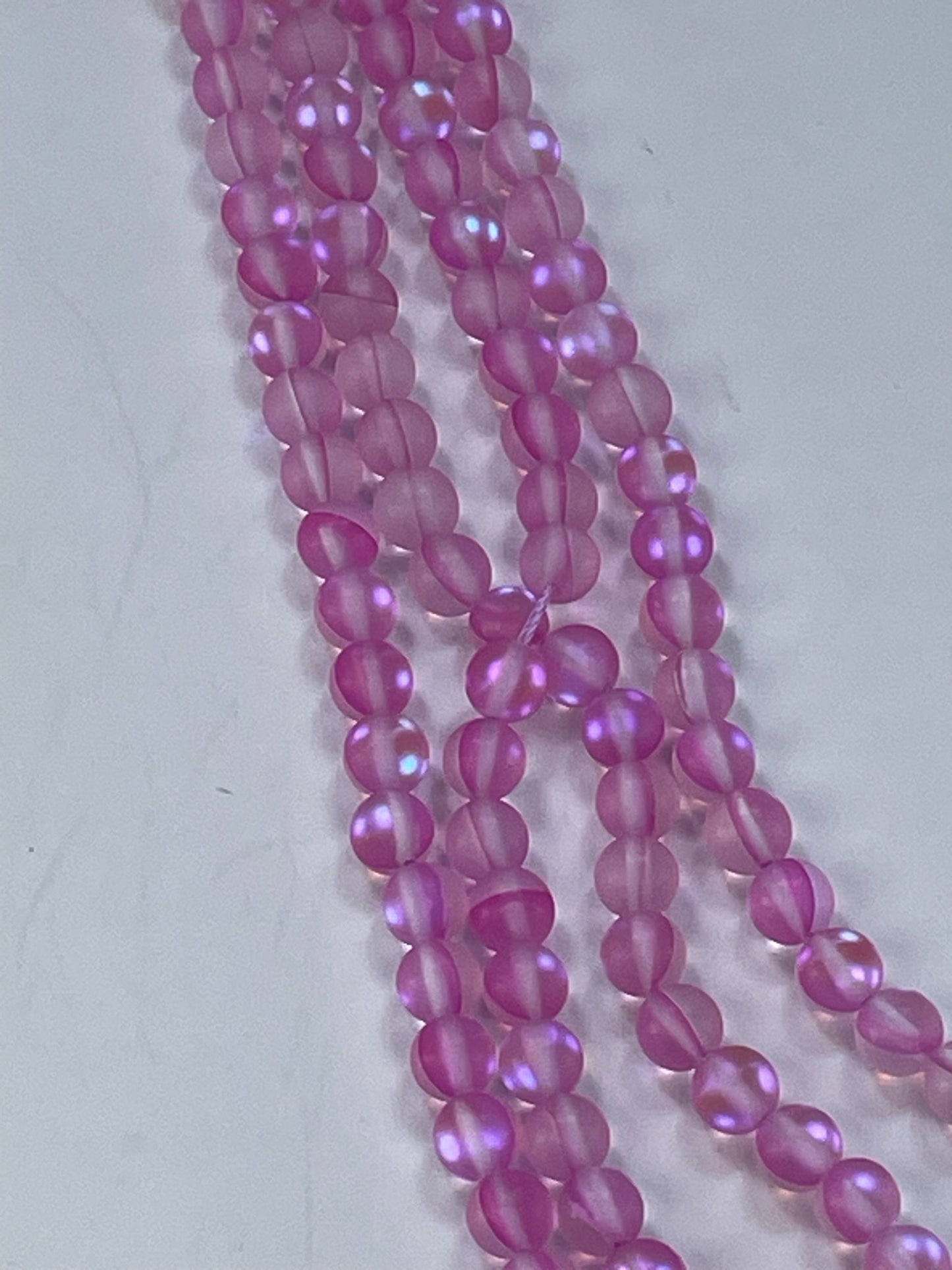 Matte Mermaid Glass Fuchsia 6mm, 16" Strand