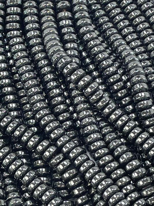 Hematite Rondelles, 5x8mm, 16" Strand