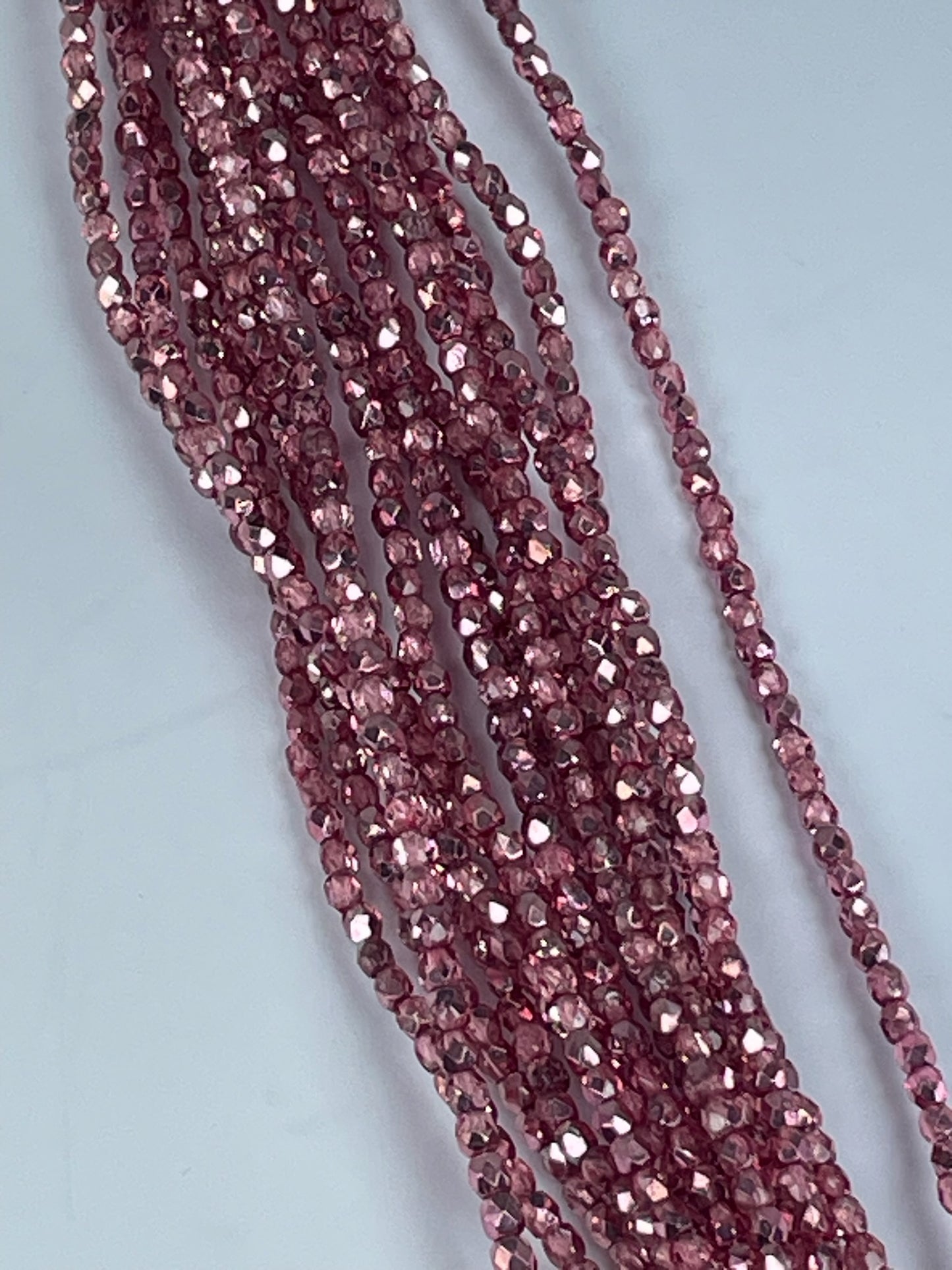 Czech FP Rose Metallic, 3mm, 6"Strand