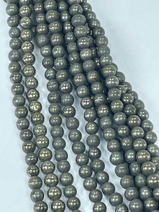 Pyrite Round 6mm, 16" Strand