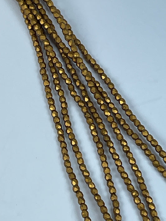 Czech FP Brass Gold, 3mm 6" Strand