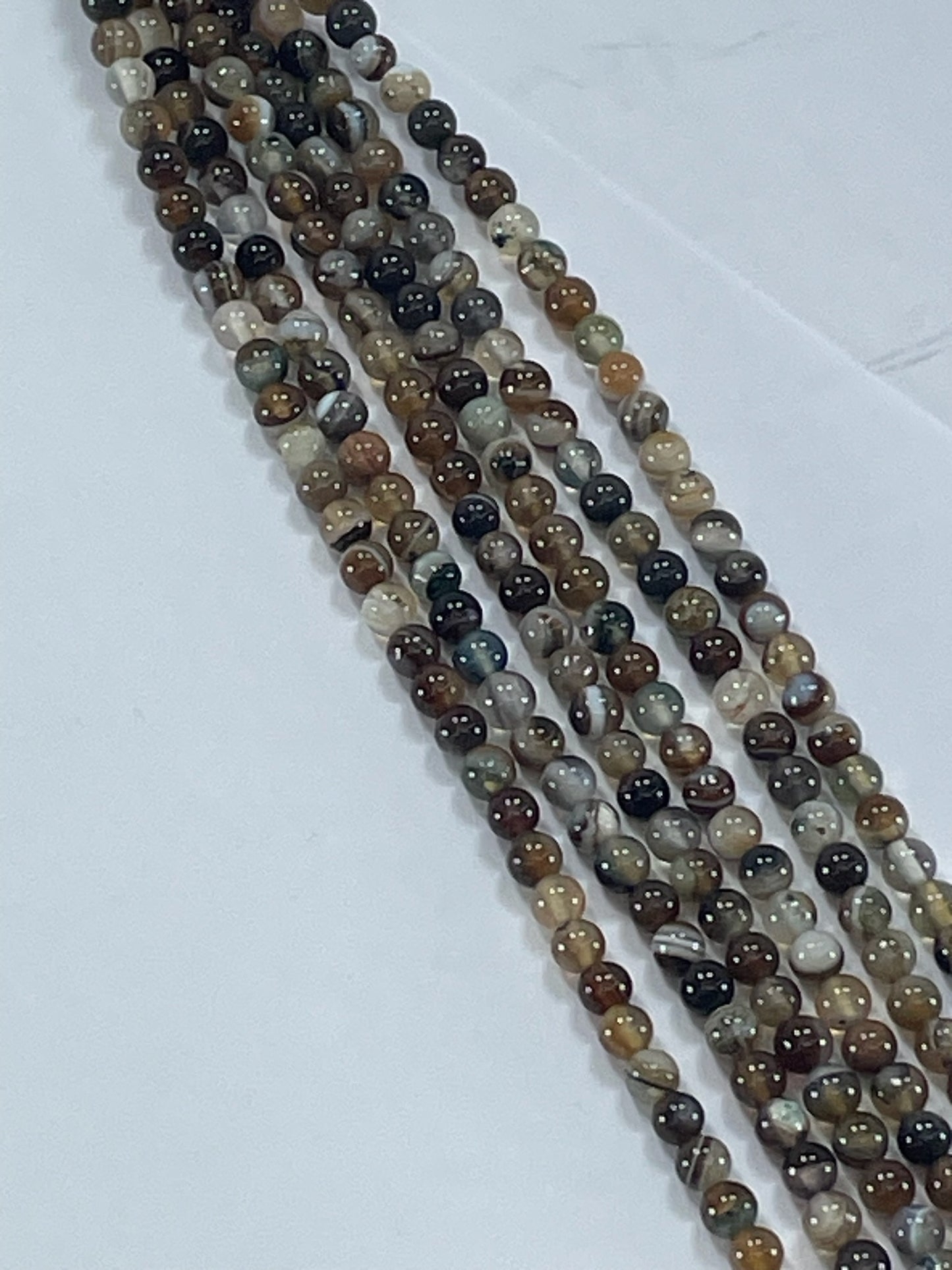 Brown Banded Agate 4mm, 16" Strand