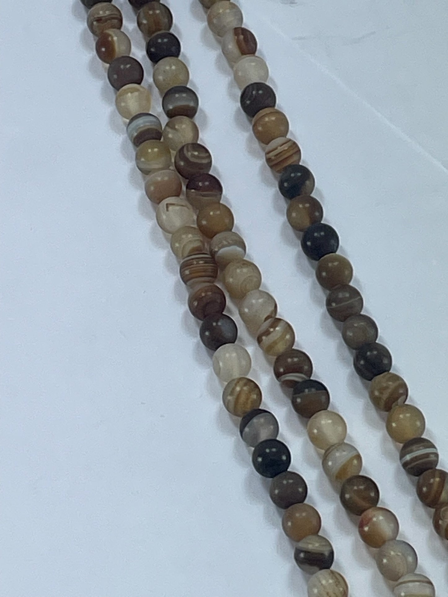 Coffee Banded Agate Mat, 6mm, 16" Strand