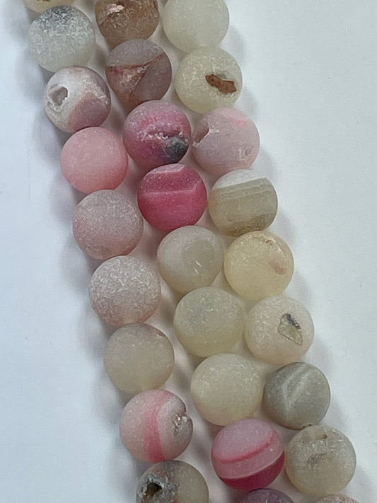 Druzy Agate (Fuschia)12mm, 16" Strand