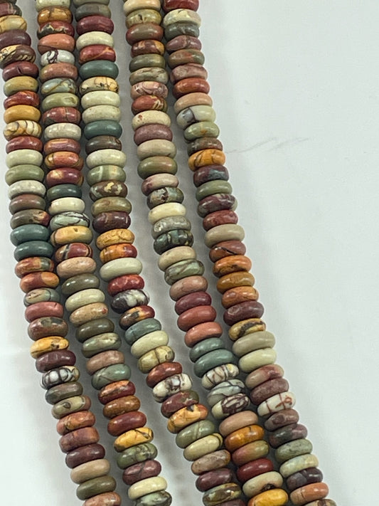 Red Picasso Jasper Heishi, 2x6mm, 16" Strand