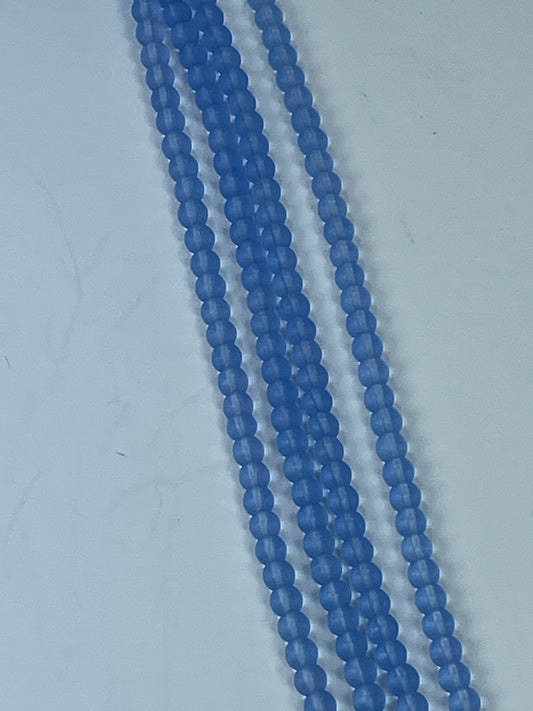 Rec Blue Quartz Matte, 4mm, 16" Strand