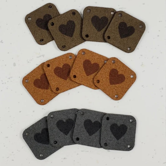 Faux Suede Heart LG, Per 12