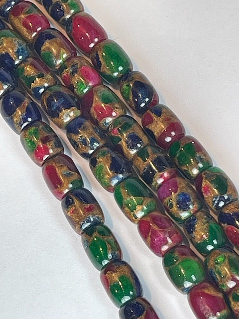 Rainbow Stone Barrels, 10x12mm, 16" Strand