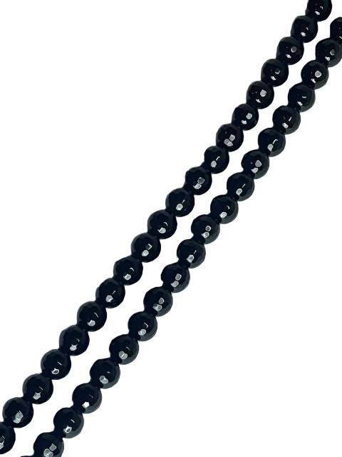 Black Onyx Faceted, 6mm, 16" Strand