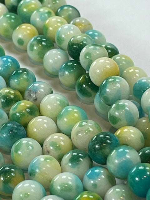 Mashan Jade Round - Blue/Green, 8mm, 16" Strand