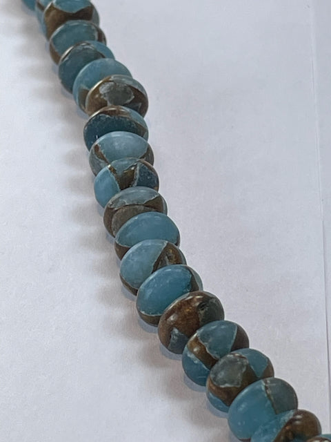 Mat Blue Impression Jasper Rondelle, 5x13mm, 16" Strand