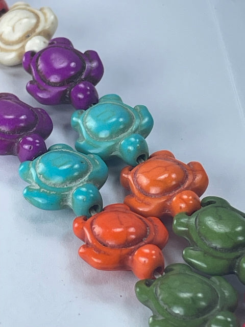 Mixed Mag 'Turq' Turtles, 15x18mm, 16" Strand