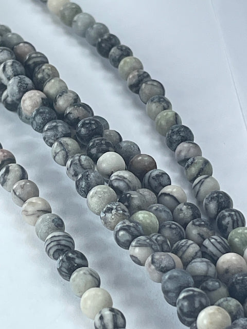 Black Veined Jasper, 4mm, 16" Strand